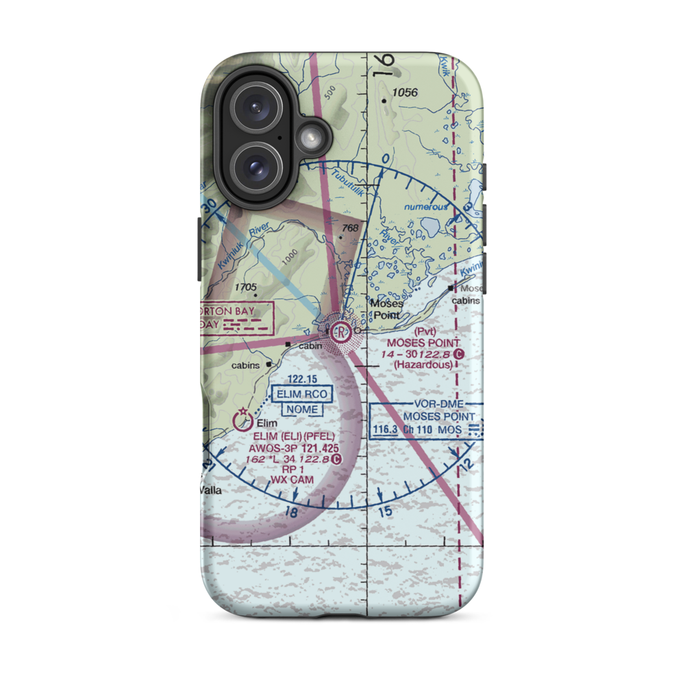Moses Point Airport (MOS) VFR Sectional  Tough iPhone Case iPhone 16 Plus model shown