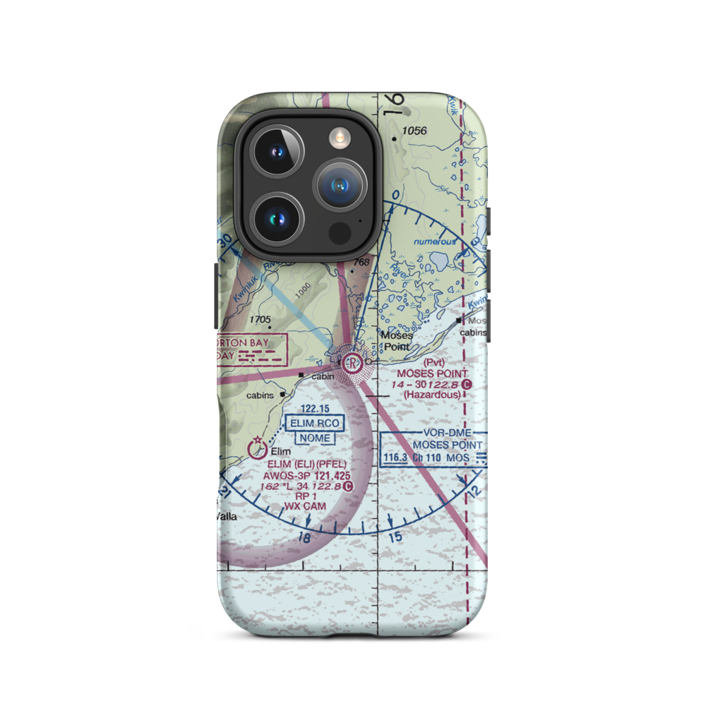 Moses Point Airport (MOS) VFR Sectional  Tough iPhone Case iPhone 16 Pro model shown