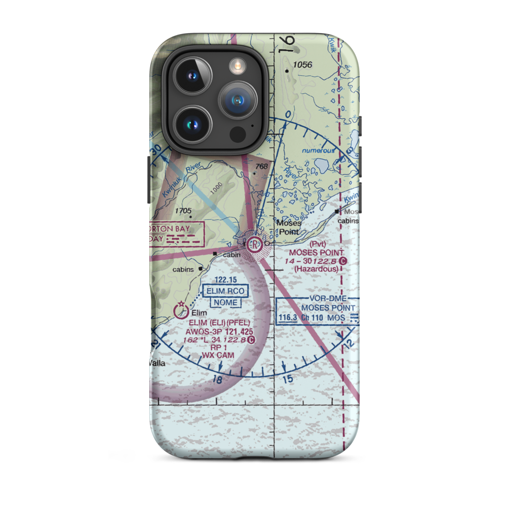 Moses Point Airport (MOS) VFR Sectional  Tough iPhone Case iPhone 16 Pro Max model shown