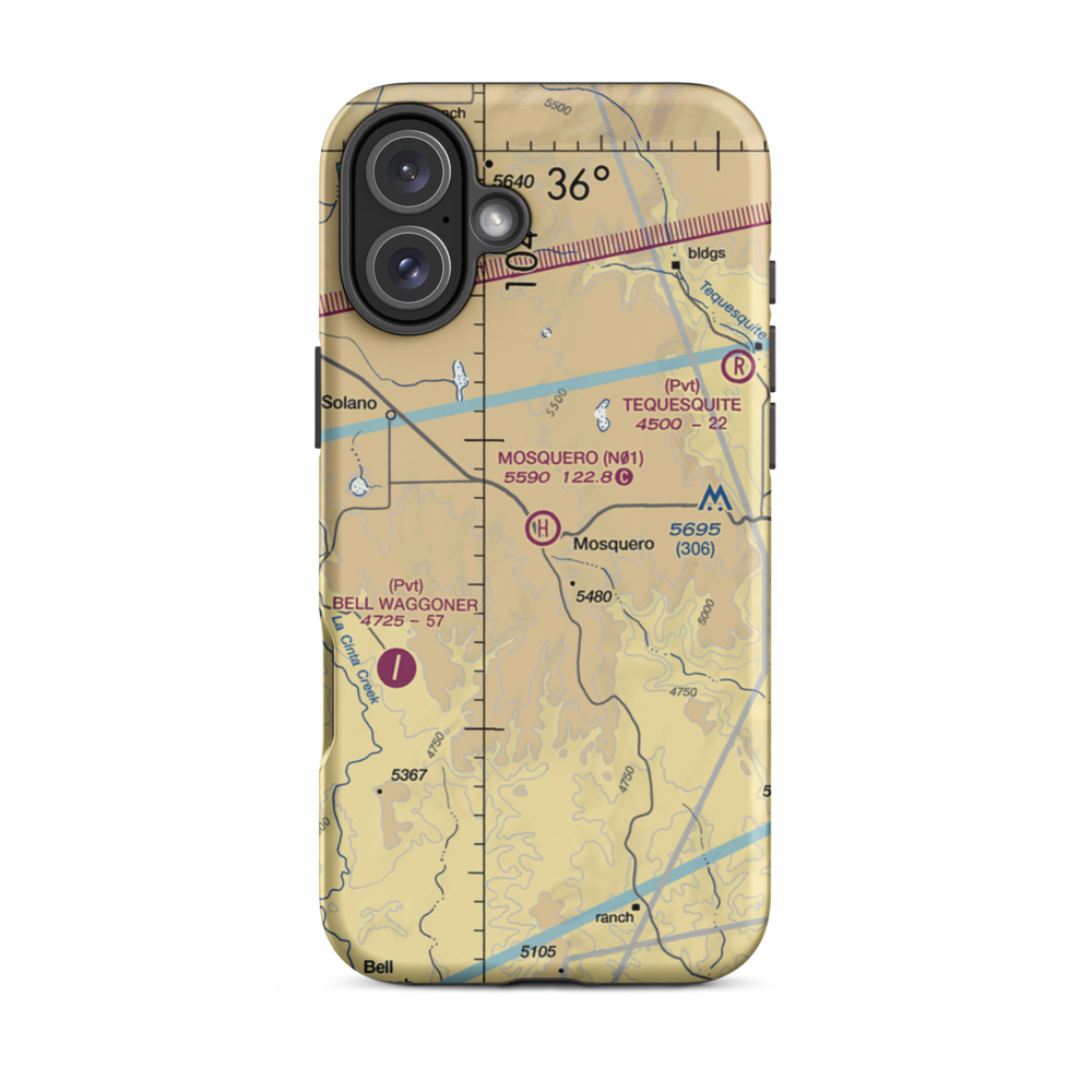 Mosquero Emergency Services Heliport (N01) VFR Sectional  Tough iPhone Case iPhone 16 Plus model shown