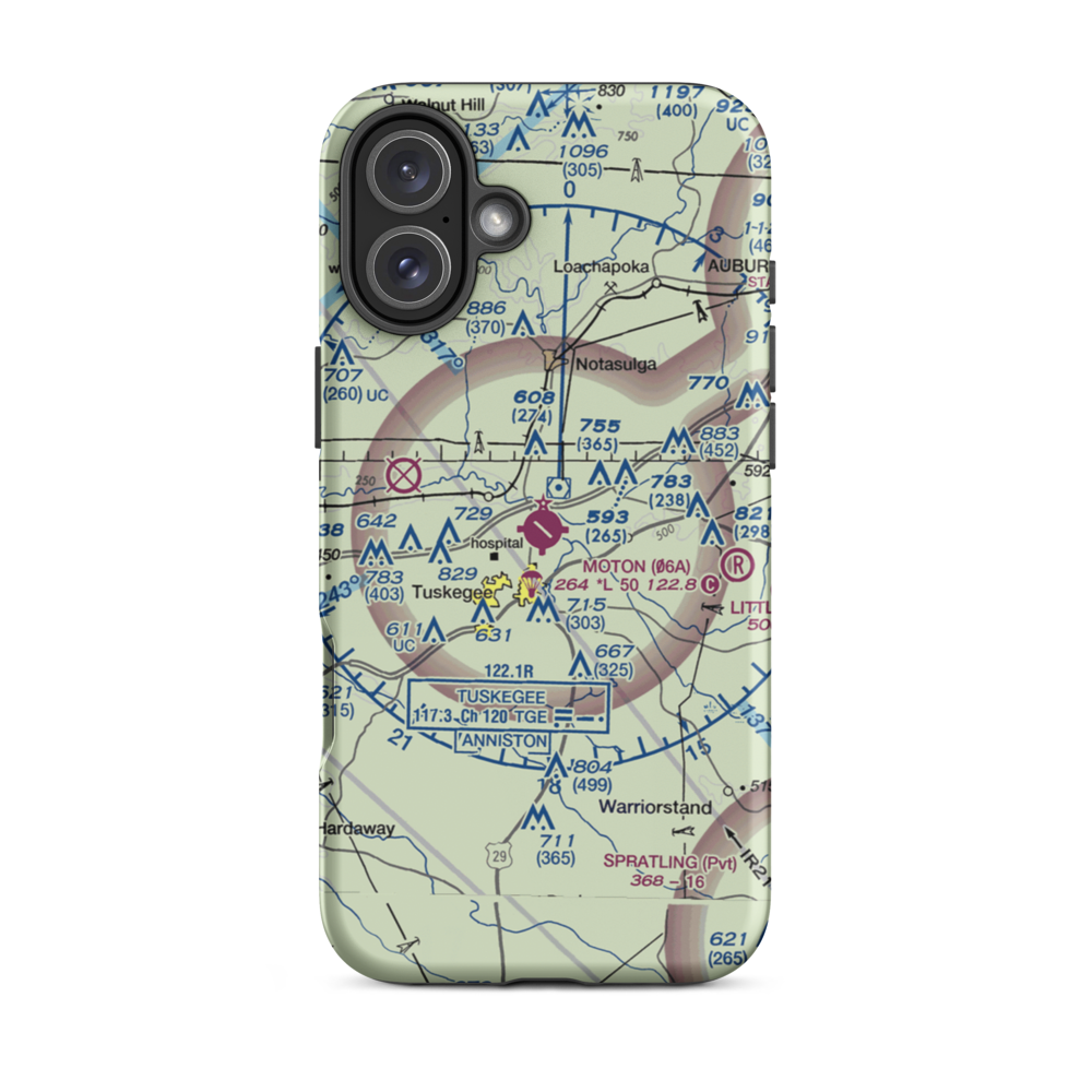 Moton Field Municipal Airport (06A) VFR Sectional  Tough iPhone Case iPhone 16 Plus model shown