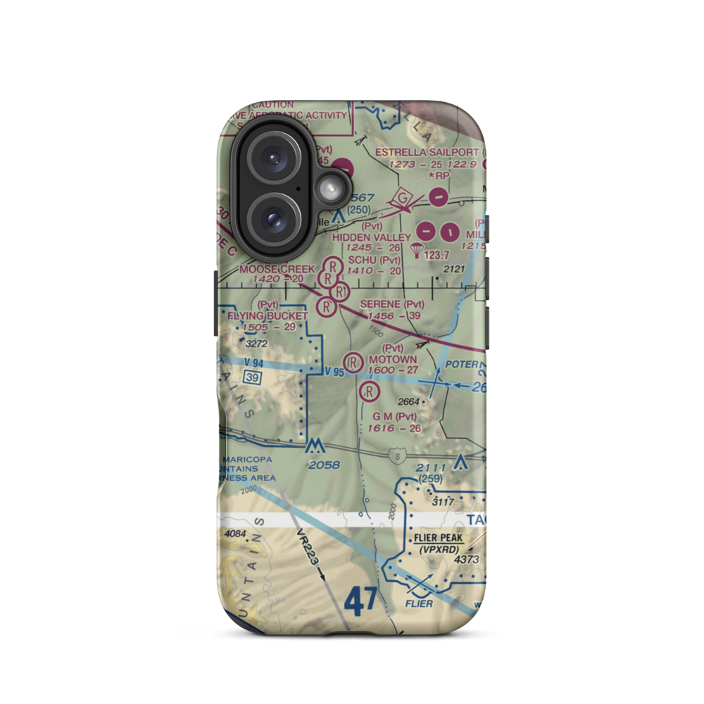 Motown Airport (5AZ6) VFR Sectional  Tough iPhone Case iPhone 16 model shown
