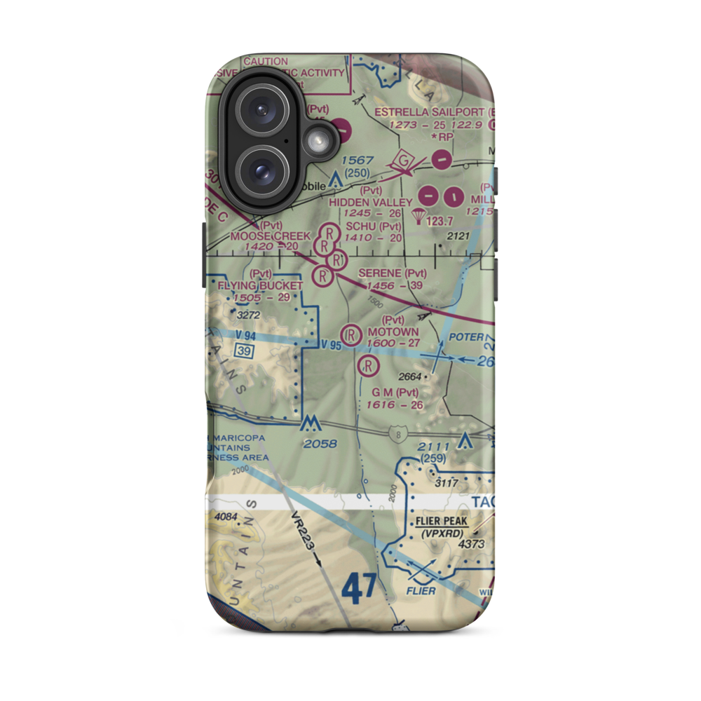 Motown Airport (5AZ6) VFR Sectional  Tough iPhone Case iPhone 16 Plus model shown