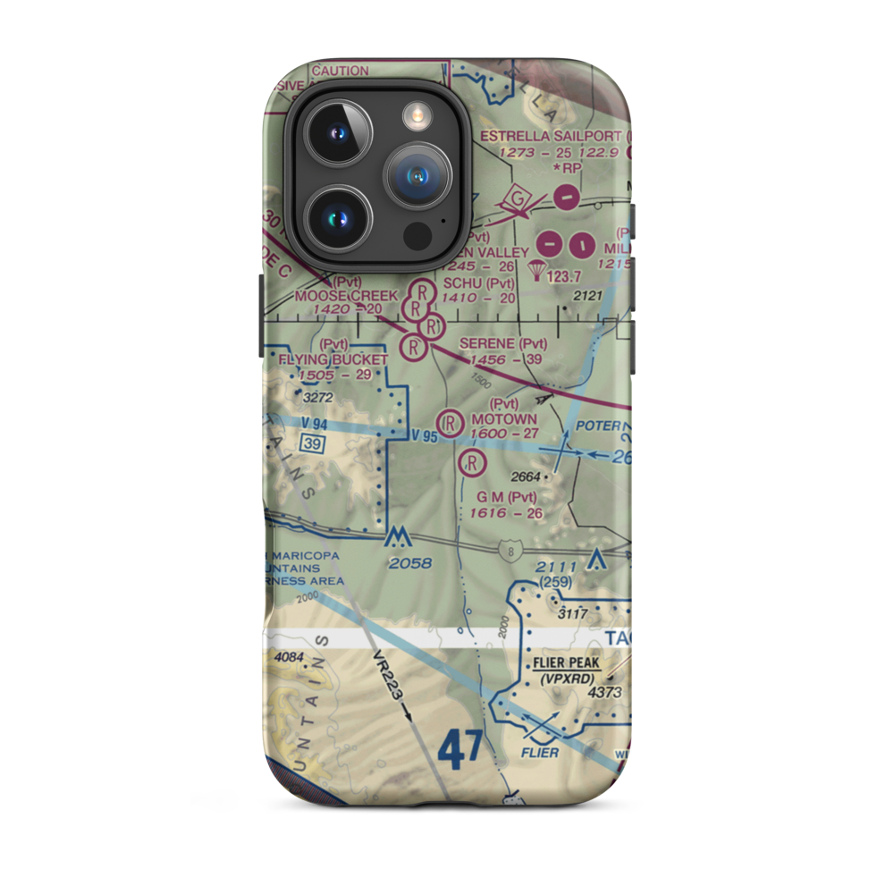 Motown Airport (5AZ6) VFR Sectional  Tough iPhone Case iPhone 16 Pro Max model shown