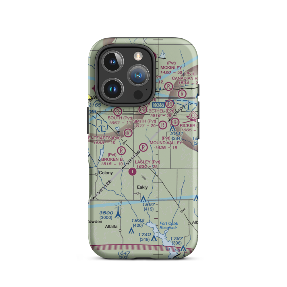 Mound Valley Farm Airport (OK77) VFR Sectional  Tough iPhone Case iPhone 16 Pro model shown