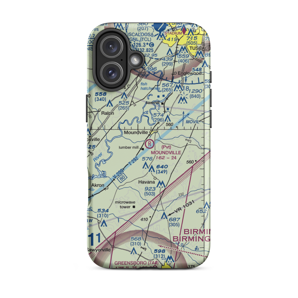 Moundville Airport (L44) VFR Sectional  Tough iPhone Case iPhone 16 Plus model shown