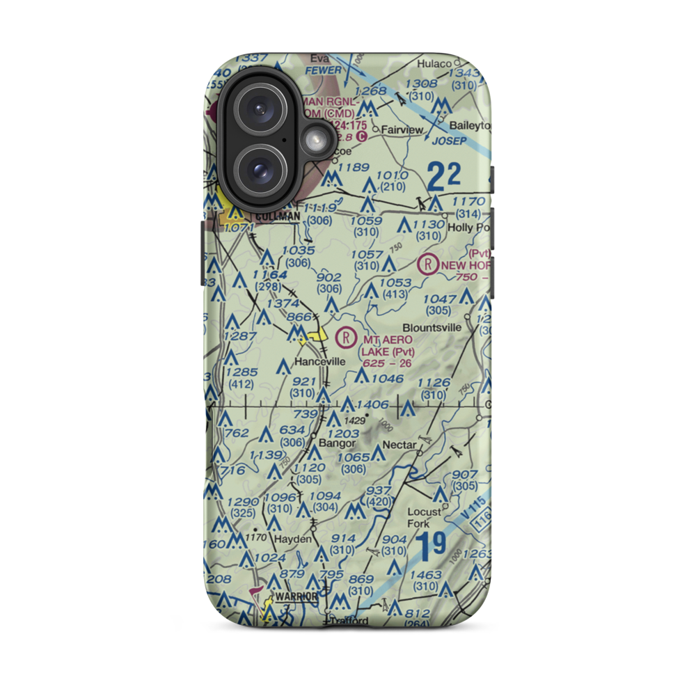 Mount Aero Lake Farm Airport (2AL7) VFR Sectional  Tough iPhone Case iPhone 16 Plus model shown