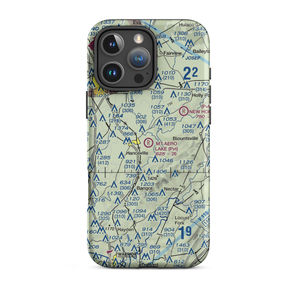 Mount Aero Lake Farm Airport (2AL7) VFR Sectional  Tough iPhone Case iPhone 16 Pro Max model shown