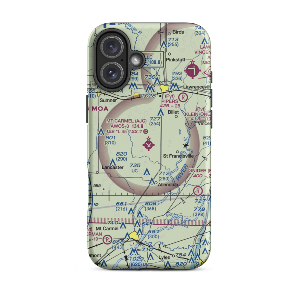 Mount Carmel Municipal Airport (AJG) VFR Sectional  Tough iPhone Case iPhone 16 Plus model shown