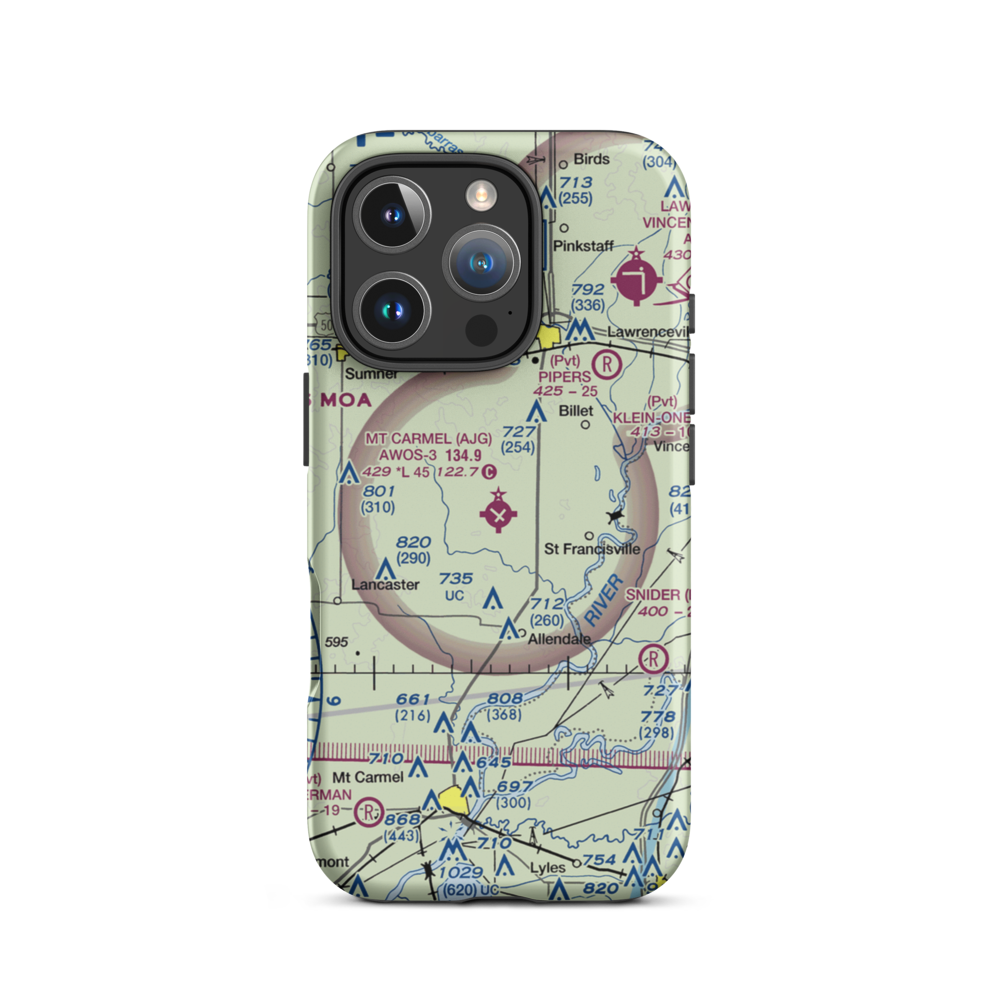 Mount Carmel Municipal Airport (AJG) VFR Sectional  Tough iPhone Case iPhone 16 Pro model shown