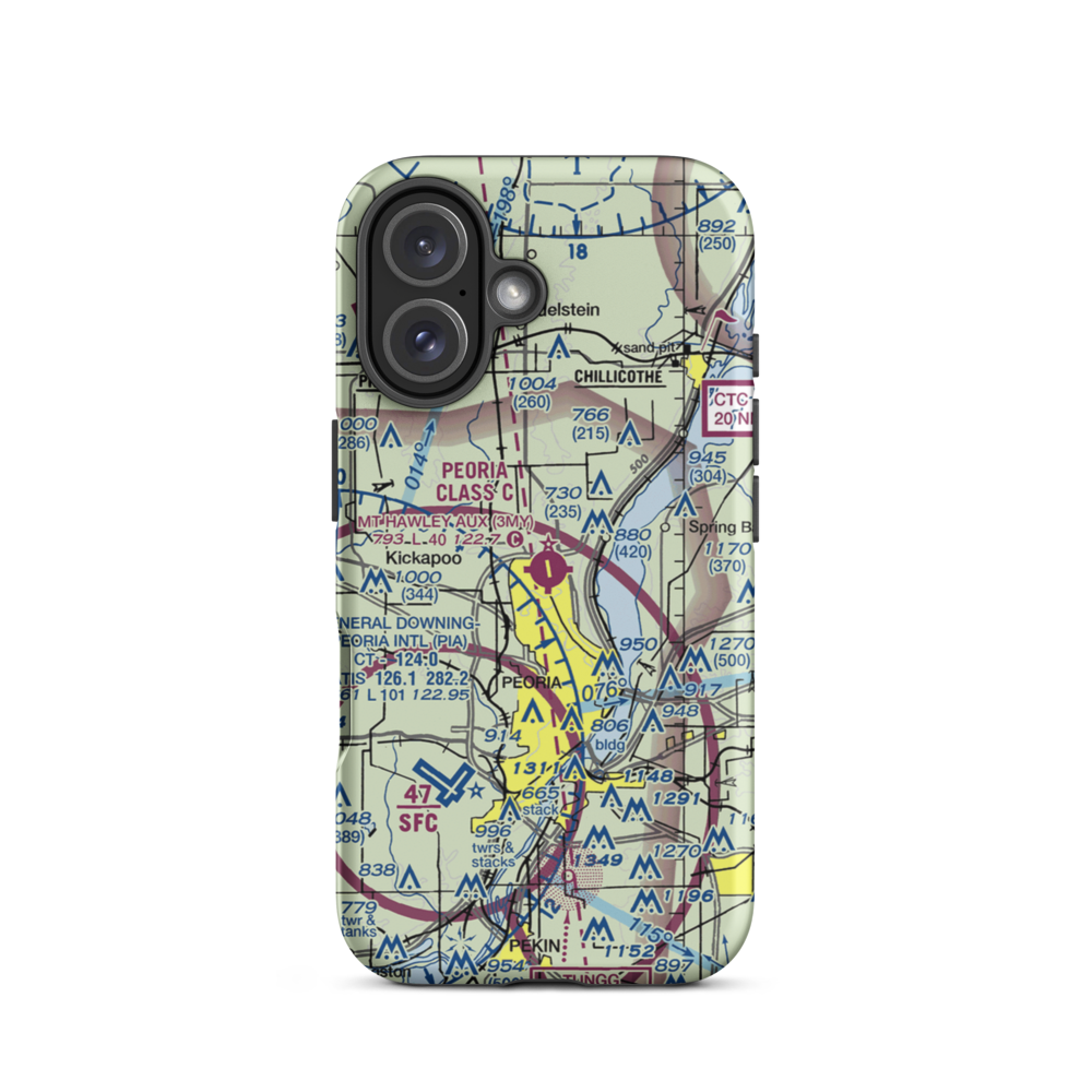 Mount Hawley Auxiliary Airport (3MY) VFR Sectional  Tough iPhone Case iPhone 16 model shown