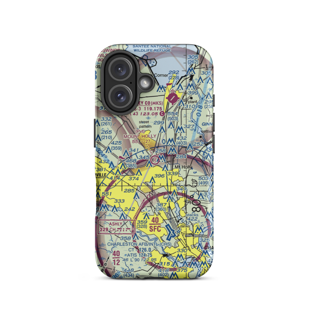 Mount Holly Airport (SC98) VFR Sectional  Tough iPhone Case iPhone 16 model shown