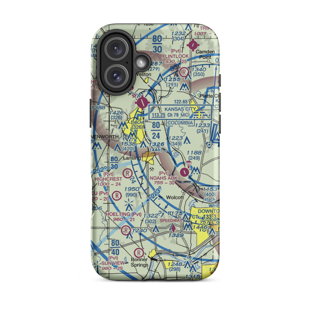 Mount Muncie Airport (72KS) VFR Sectional  Tough iPhone Case iPhone 16 Plus model shown