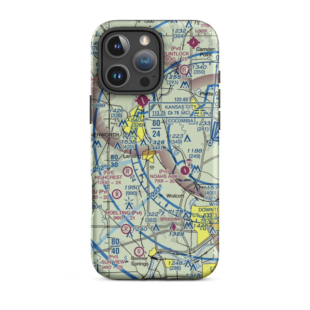 Mount Muncie Airport (72KS) VFR Sectional  Tough iPhone Case iPhone 16 Pro Max model shown