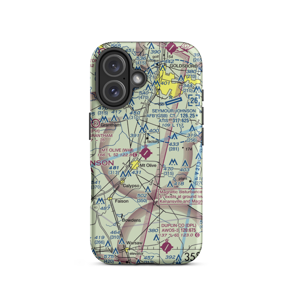 Mount Olive Municipal Airport (W40) VFR Sectional  Tough iPhone Case iPhone 16 model shown