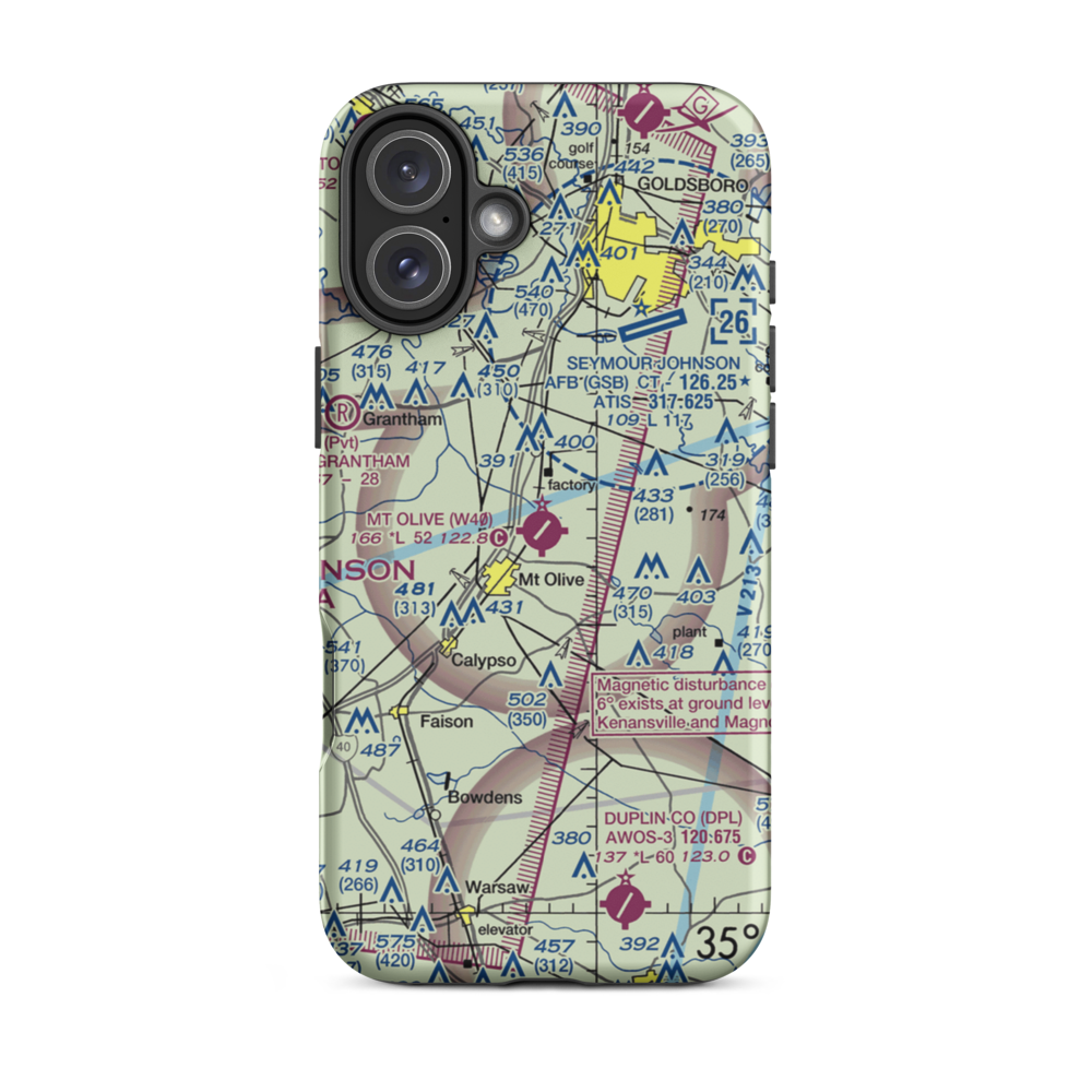 Mount Olive Municipal Airport (W40) VFR Sectional  Tough iPhone Case iPhone 16 Plus model shown