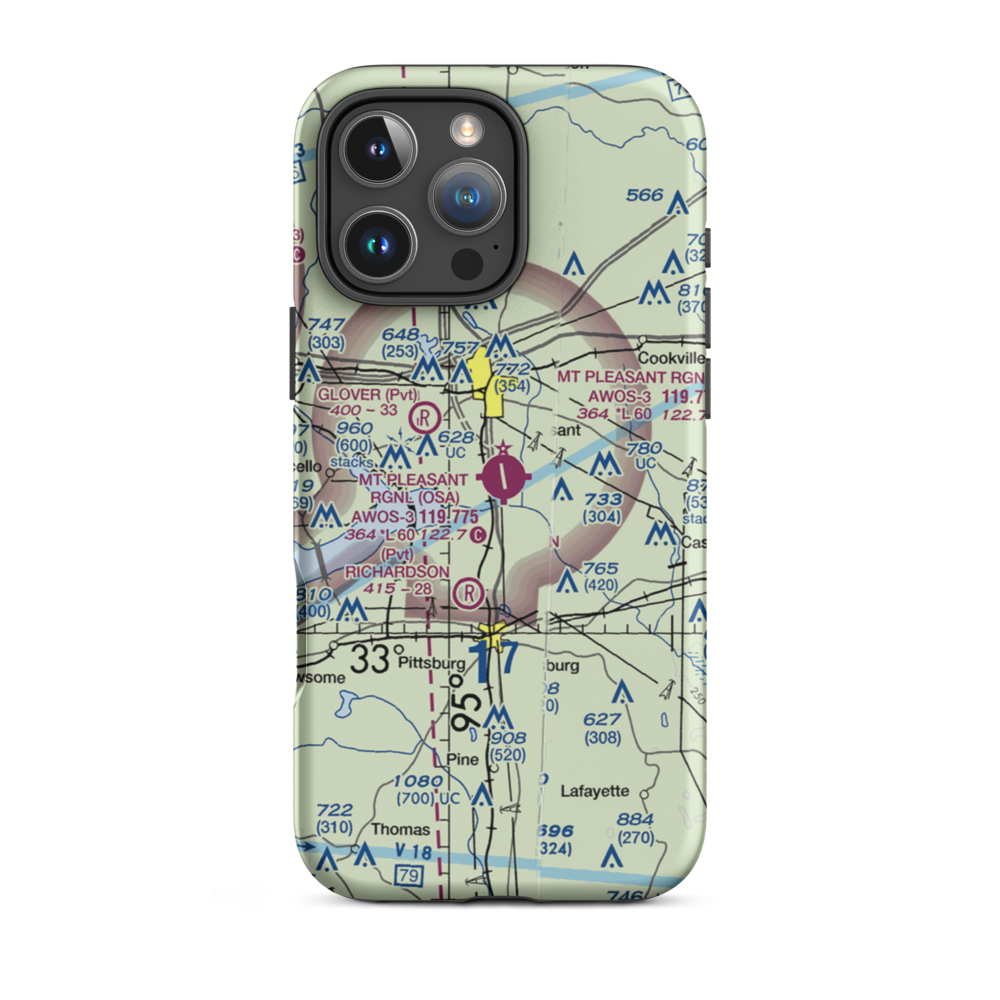 Mount Pleasant Regional Airport (OSA) VFR Sectional  Tough iPhone Case iPhone 16 Pro Max model shown