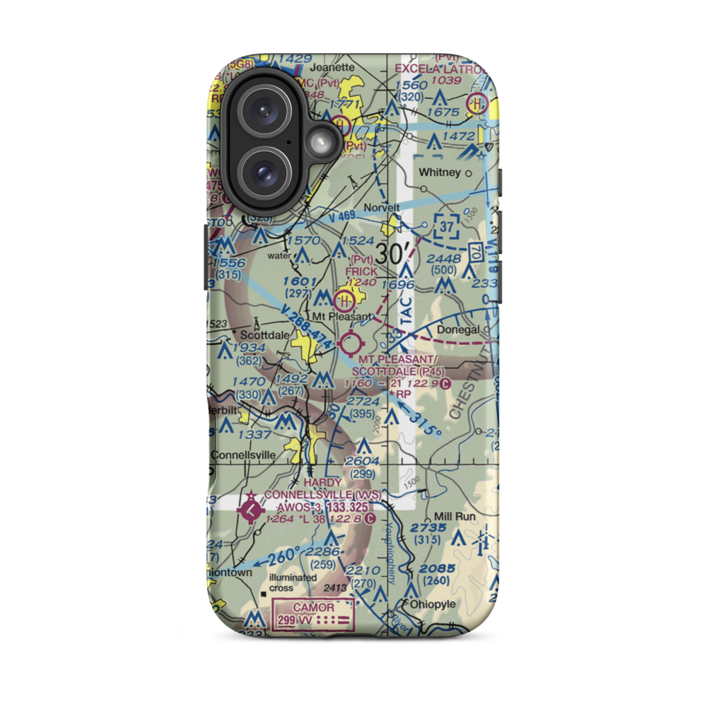 Mount Pleasant/Scottdale Airport (P45) VFR Sectional  Tough iPhone Case iPhone 16 Plus model shown