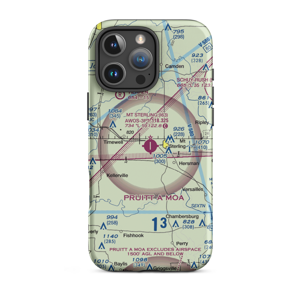 Mount Sterling Municipal Airport (I63) VFR Sectional  Tough iPhone Case iPhone 16 Pro Max model shown