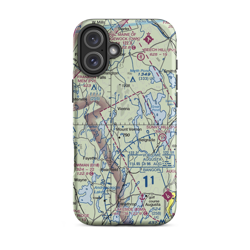 Mount Vernon Airport (ME36) VFR Sectional  Tough iPhone Case iPhone 16 Plus model shown