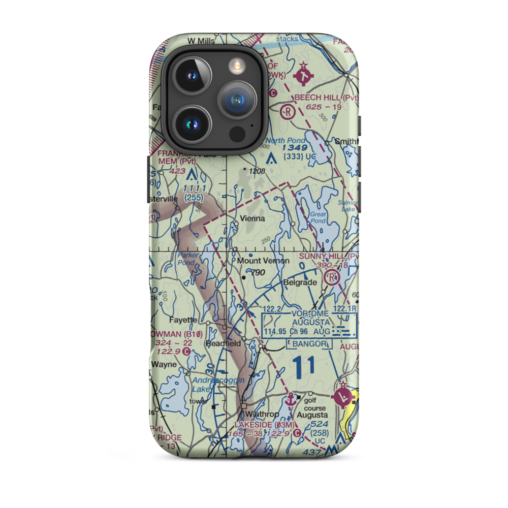 Mount Vernon Airport (ME36) VFR Sectional  Tough iPhone Case iPhone 16 Pro Max model shown