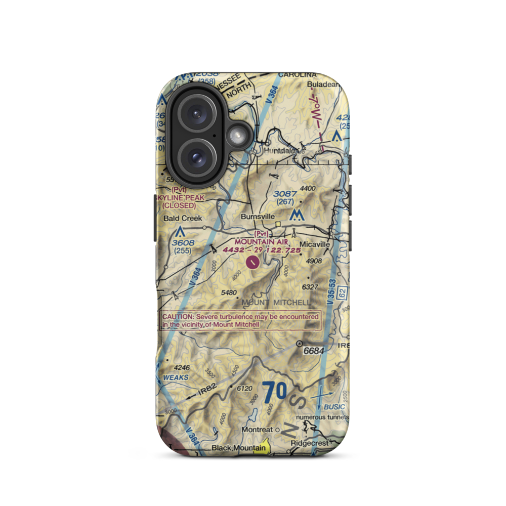 Mountain Air Airport (2NC0) VFR Sectional  Tough iPhone Case iPhone 16 model shown