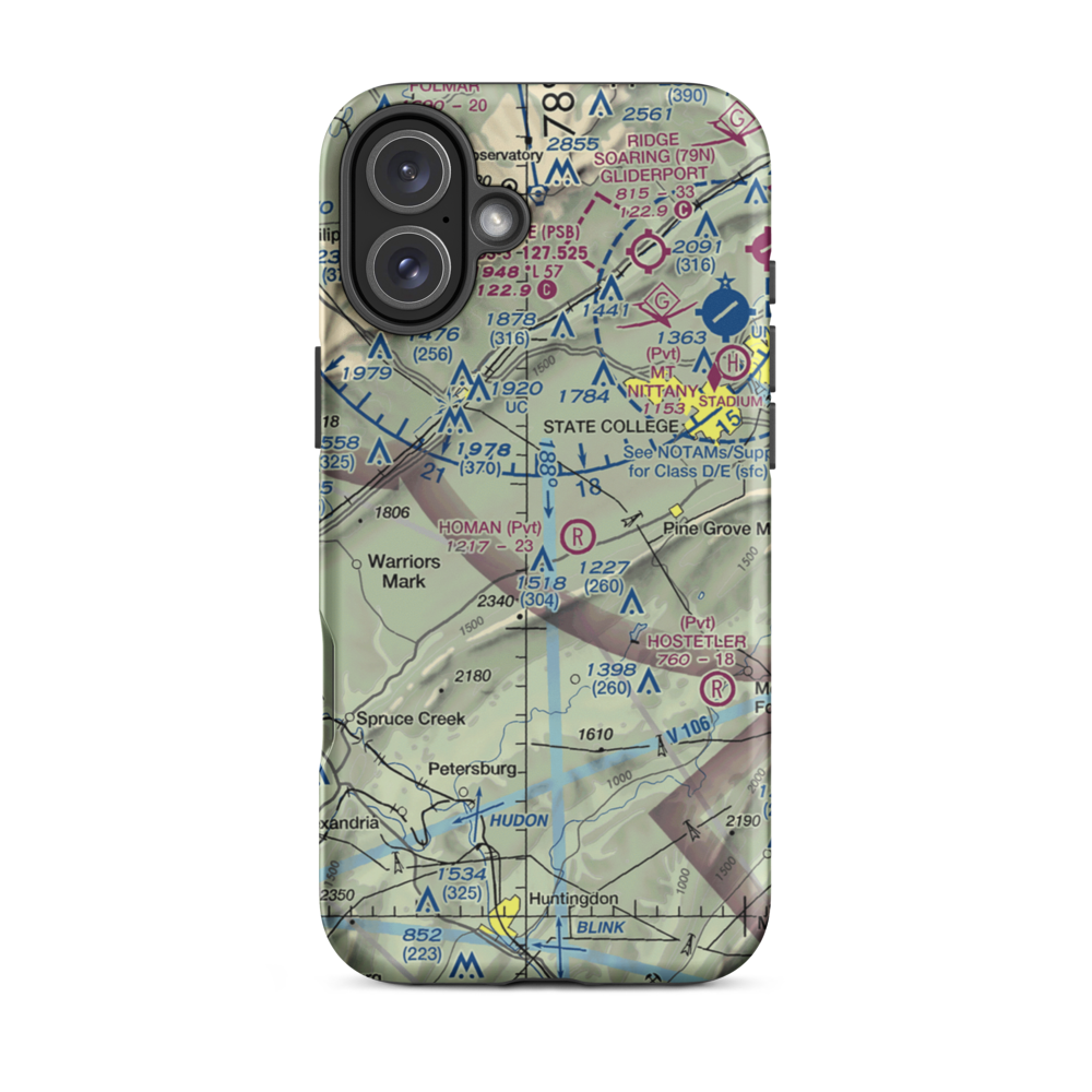 Mountain Hide-Away Airport (3PS4) VFR Sectional  Tough iPhone Case iPhone 16 Plus model shown