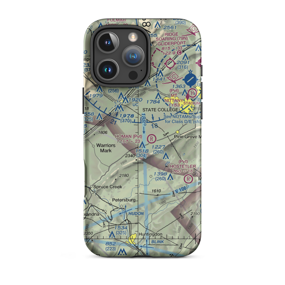 Mountain Hide-Away Airport (3PS4) VFR Sectional  Tough iPhone Case iPhone 16 Pro Max model shown