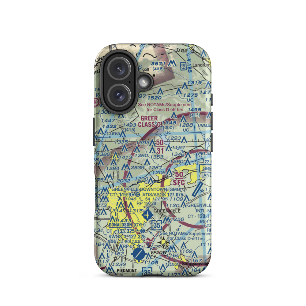 Mountain Ridge Airport (25SC) VFR Sectional  Tough iPhone Case iPhone 16 model shown