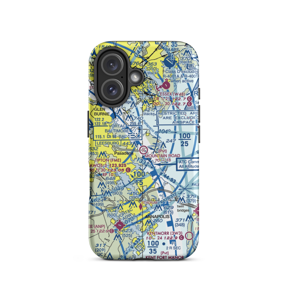 Mountain Road Airport (MD43) VFR Sectional  Tough iPhone Case iPhone 16 model shown
