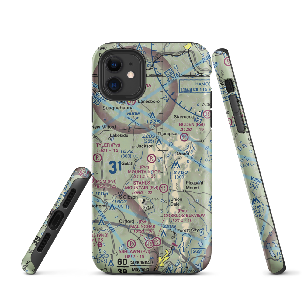 Mountain Top Airport (4PS4) VFR Sectional  Tough iPhone Case iPhone 11 model shown