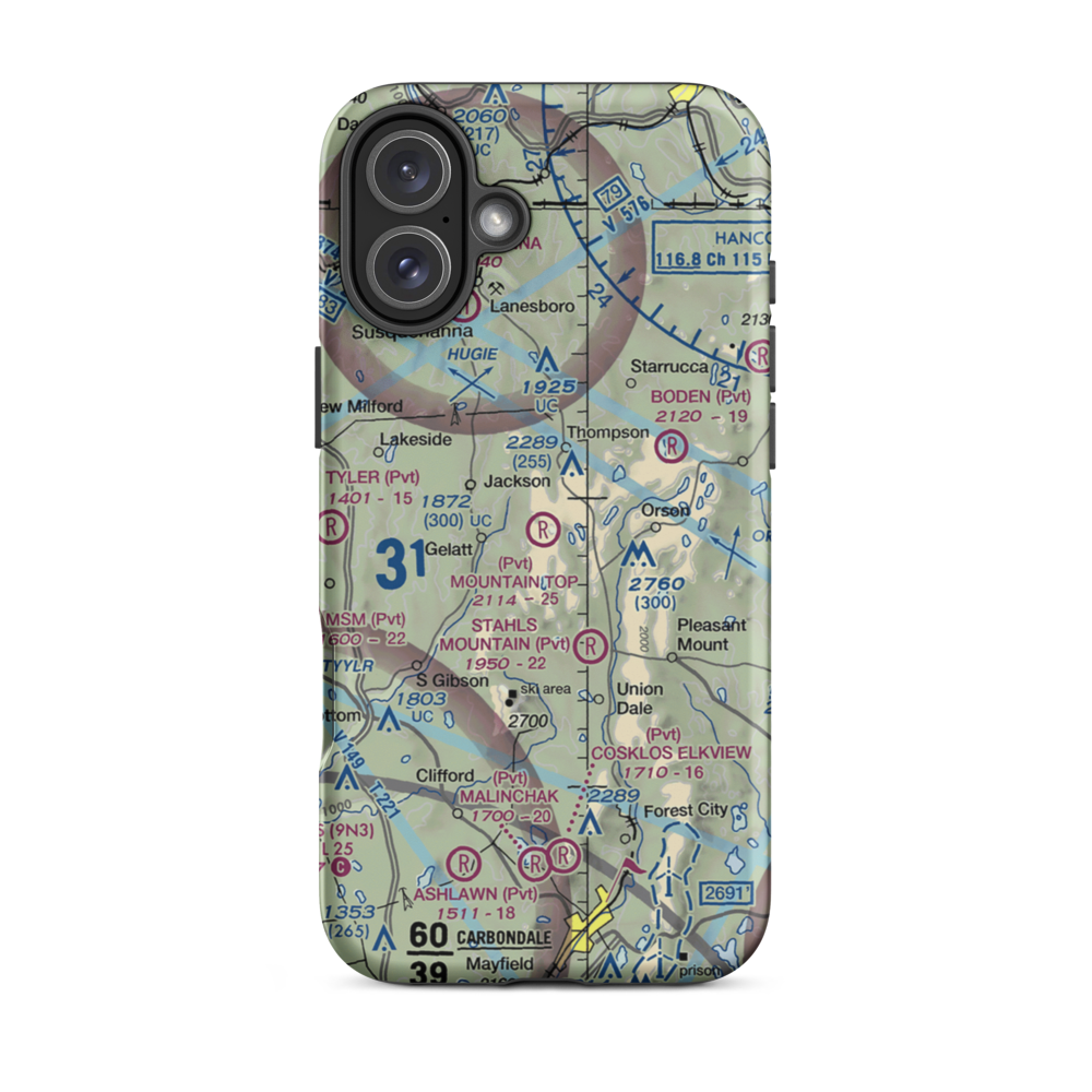 Mountain Top Airport (4PS4) VFR Sectional  Tough iPhone Case iPhone 16 Plus model shown