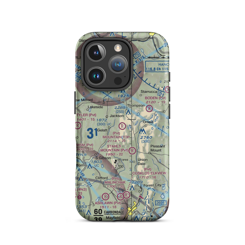 Mountain Top Airport (4PS4) VFR Sectional  Tough iPhone Case iPhone 16 Pro model shown