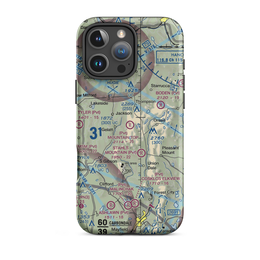 Mountain Top Airport (4PS4) VFR Sectional  Tough iPhone Case iPhone 16 Pro Max model shown