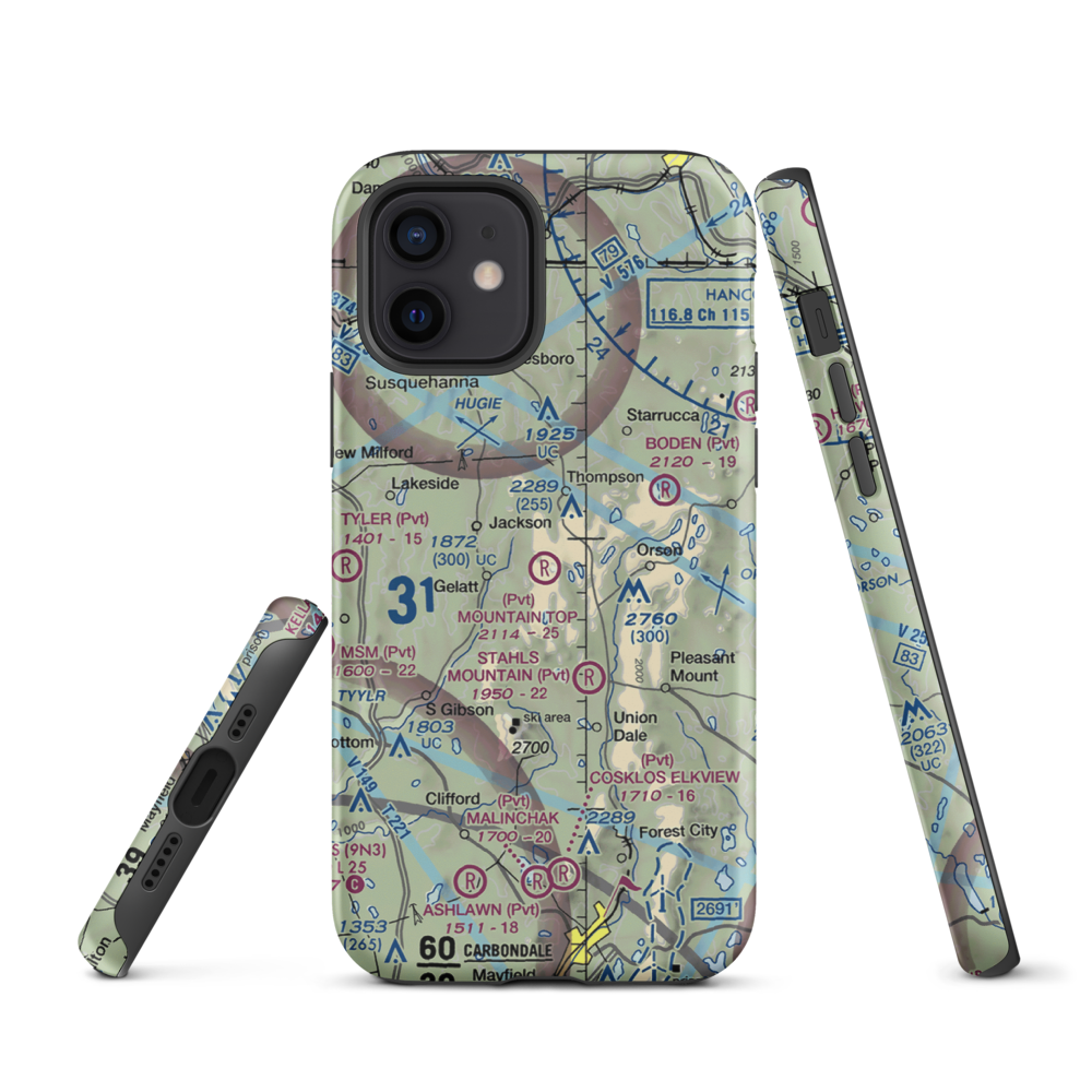 Mountain Top Airport (4PS4) VFR Sectional  Tough iPhone Case iPhone 12 model shown
