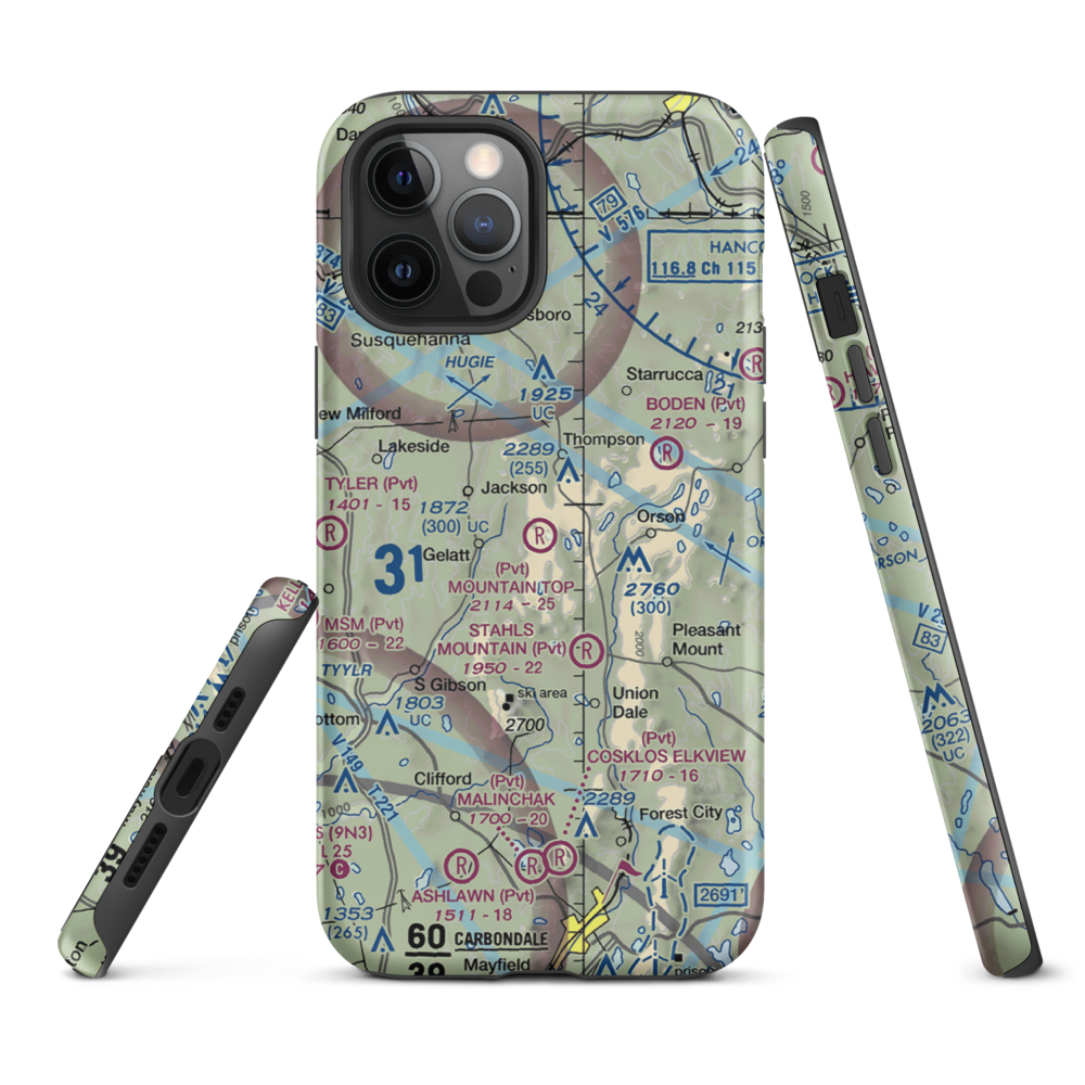 Mountain Top Airport (4PS4) VFR Sectional  Tough iPhone Case iPhone 12 Pro Max model shown