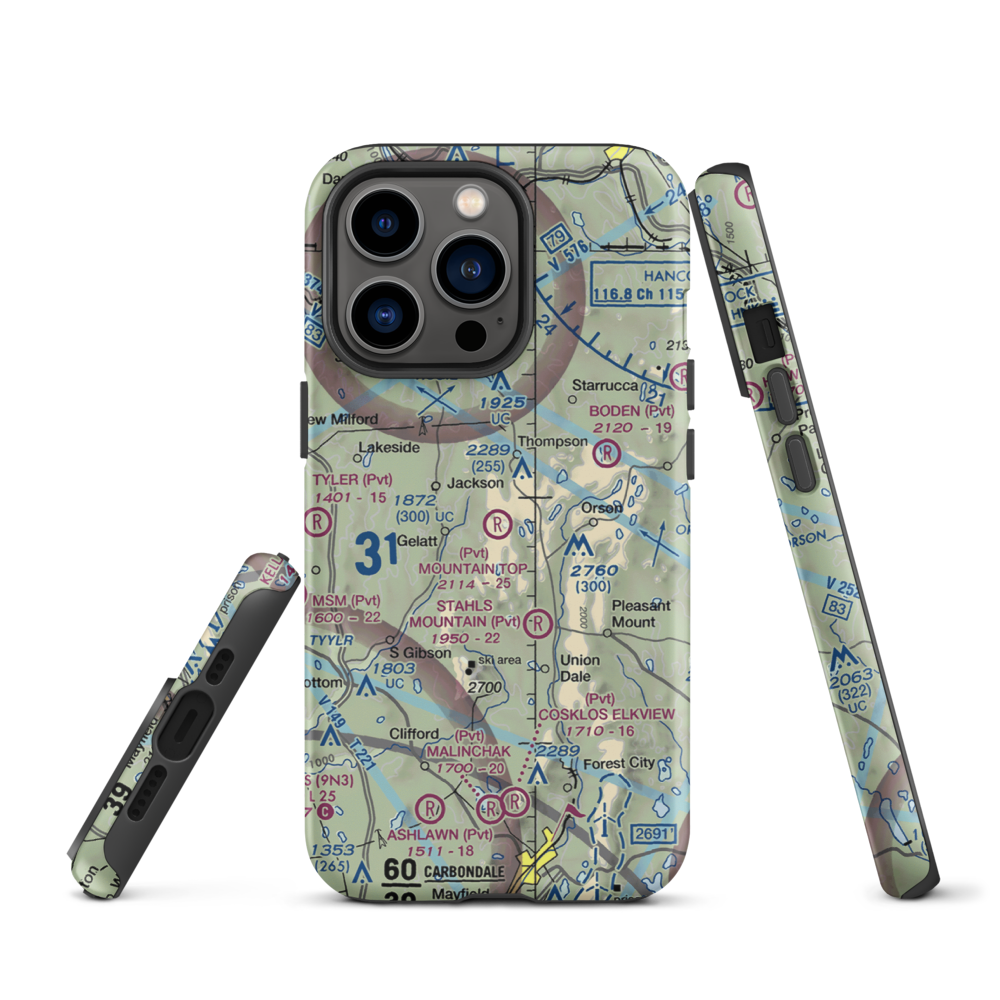 Mountain Top Airport (4PS4) VFR Sectional  Tough iPhone Case iPhone 13 Pro model shown