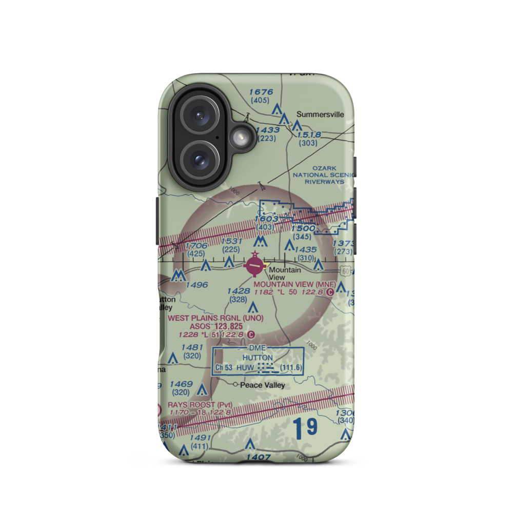 Mountain View Airport (MNF) VFR Sectional  Tough iPhone Case iPhone 16 model shown