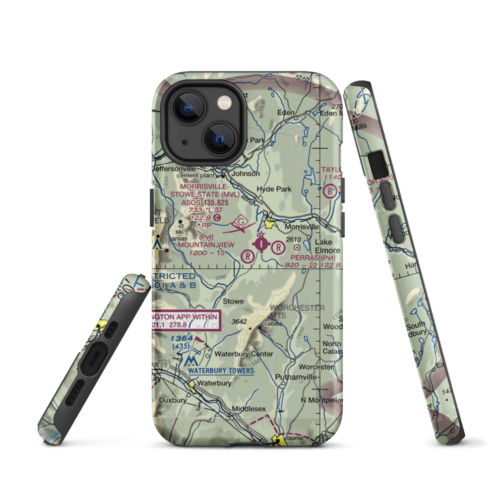 Mountain View Farm Airport (VT64) VFR Sectional  Tough iPhone Case iPhone 13 model shown