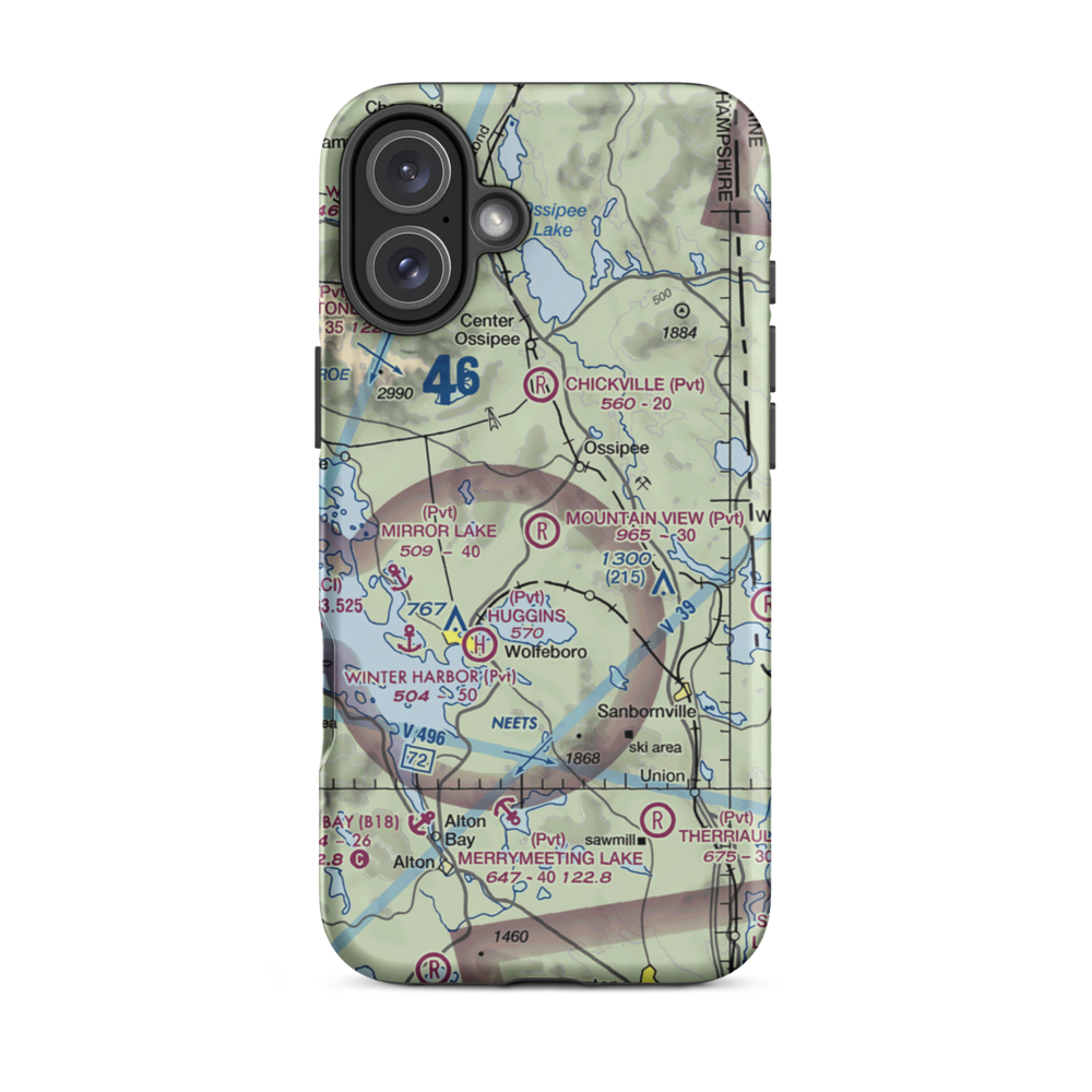 Mountain View Field (NH31) VFR Sectional  Tough iPhone Case iPhone 16 Plus model shown