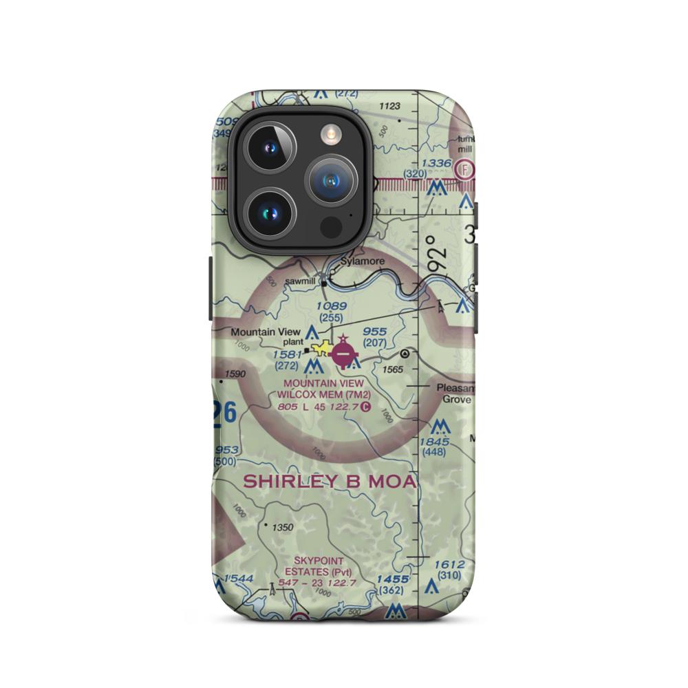 Mountain View Wilcox Memorial Field (7M2) VFR Sectional  Tough iPhone Case iPhone 16 Pro model shown