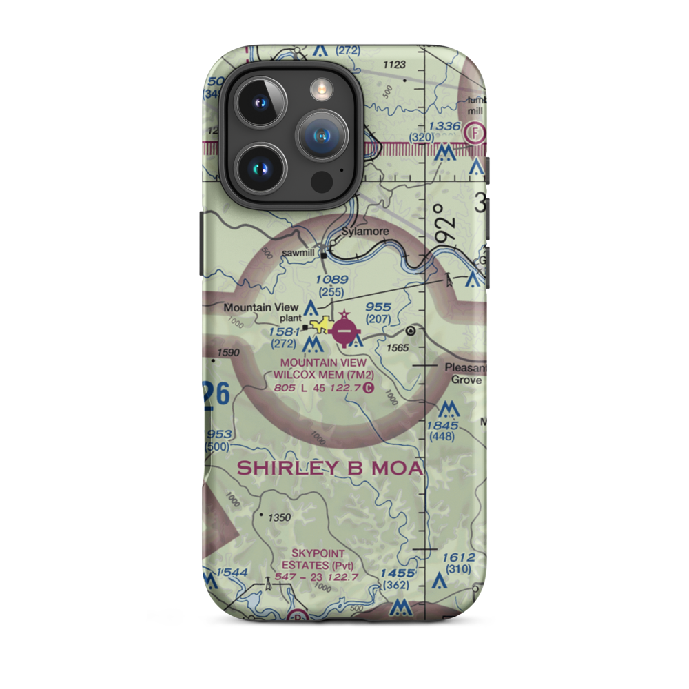 Mountain View Wilcox Memorial Field (7M2) VFR Sectional  Tough iPhone Case iPhone 16 Pro Max model shown