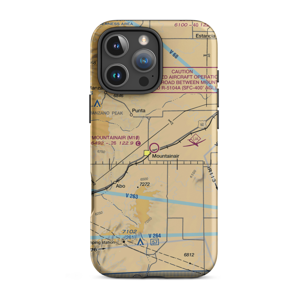 Mountainair Municipal Airport (M10) VFR Sectional  Tough iPhone Case iPhone 16 Pro Max model shown