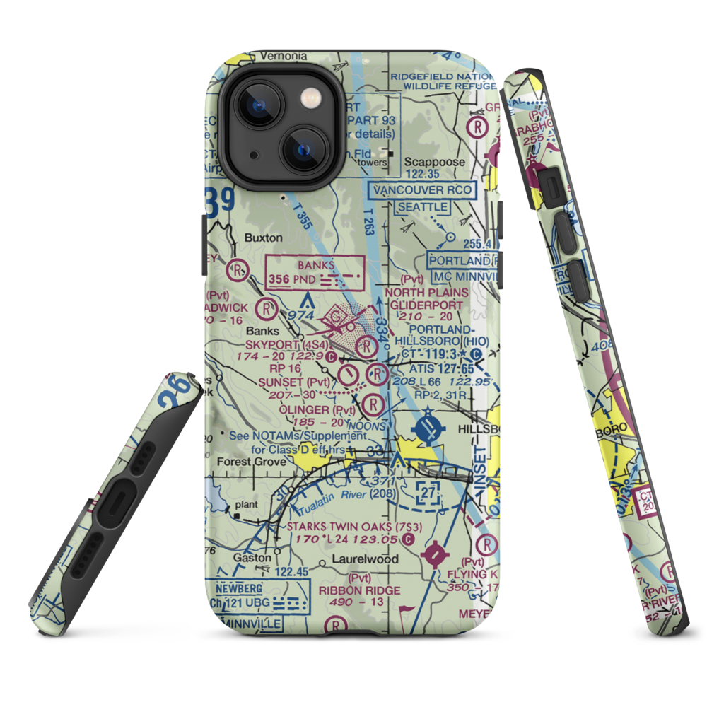Mountaindale Airport (63OR) VFR Sectional  Tough iPhone Case iPhone 14 Plus model shown
