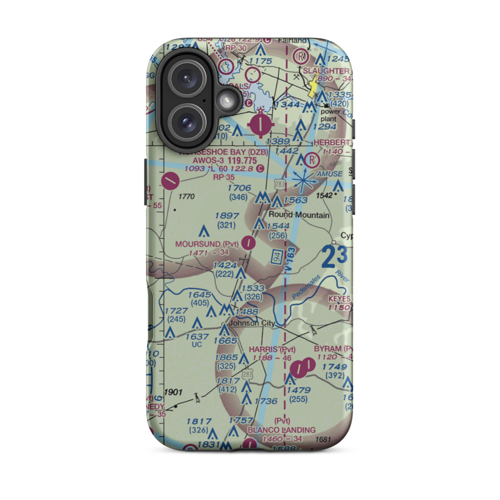 Moursund Ranch Airport (71TE) VFR Sectional  Tough iPhone Case iPhone 16 Plus model shown