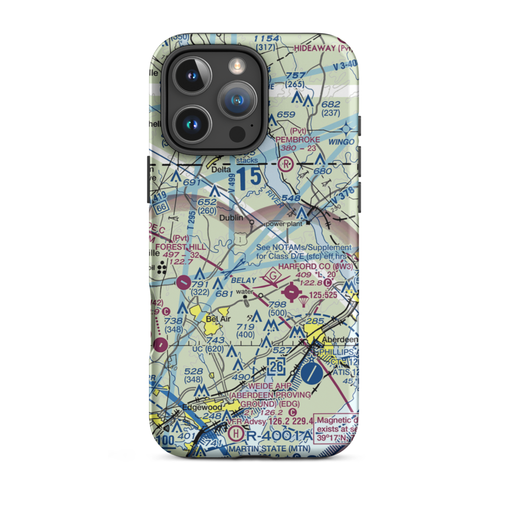 Moxley's Airport (4MD6) VFR Sectional  Tough iPhone Case iPhone 16 Pro Max model shown