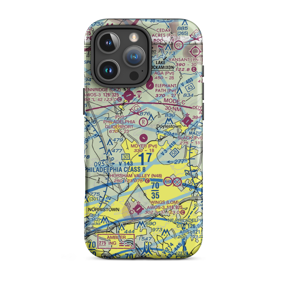 Moyer Airport (3PA9) VFR Sectional  Tough iPhone Case iPhone 16 Pro Max model shown