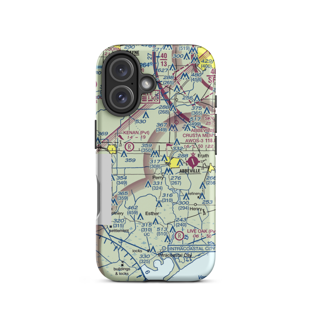 Ms Pats Airport (35LA) VFR Sectional  Tough iPhone Case iPhone 16 model shown