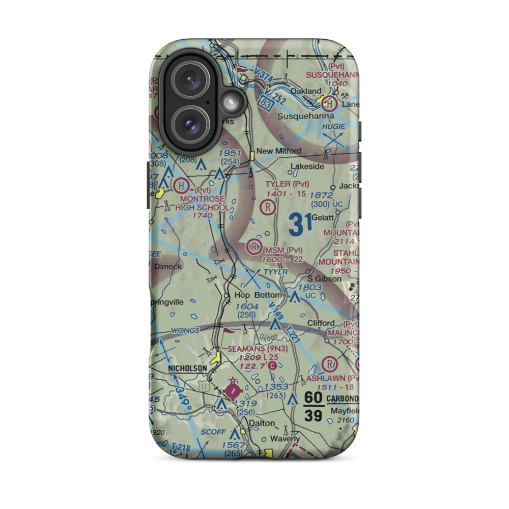 MSM Airport (PS50) VFR Sectional  Tough iPhone Case iPhone 16 Plus model shown