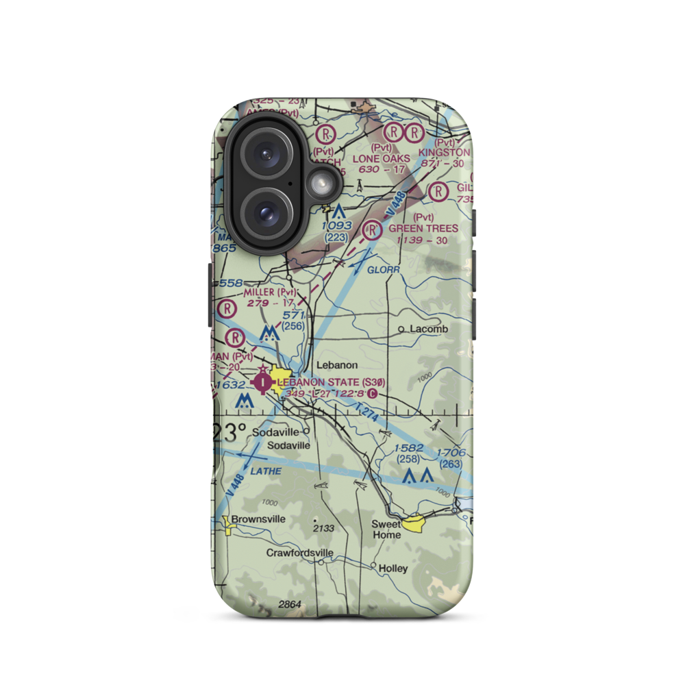 Mt Hope Airport (OG10) VFR Sectional  Tough iPhone Case iPhone 16 model shown